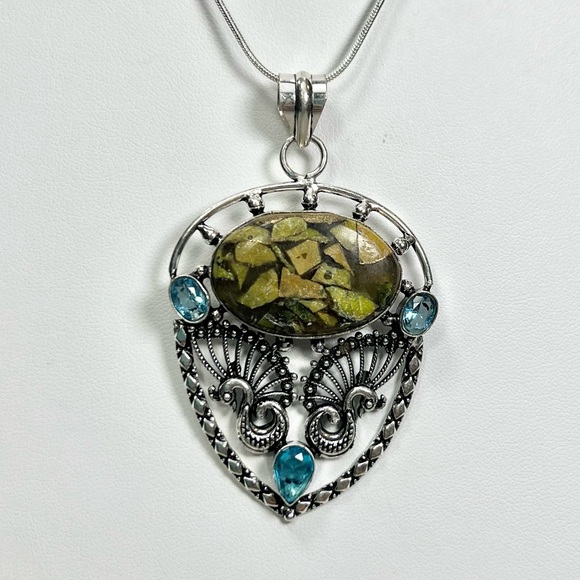 Atlantisite Jasper 925 Gemstone Pendant & bracelet Set - Picture 3 of 8